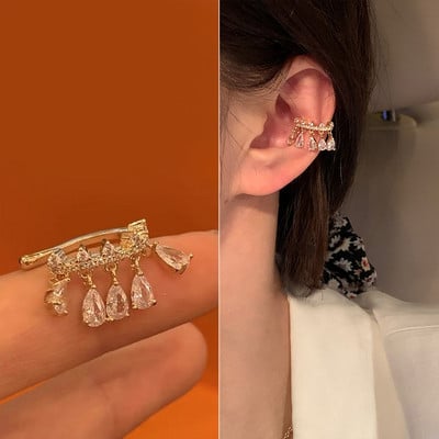 Manșetă pentru ureche, Cercei cu clemă pentru ureche, fără piercing, pentru femei, fete, cu frunze din zirconiu, înveliș pentru ureche, bijuterii cadou