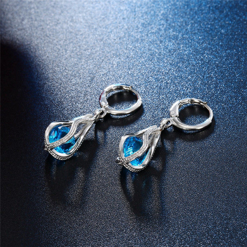 Modna ogrlica srebrne boje Naušnice Kompleti nakita od kubnog cirkonija Elegantni nakit od kristalnog cirkona Ženski set nakita za vjenčanje