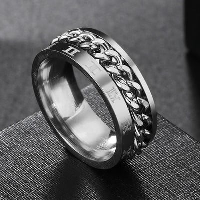 Rotire Rotire Anxiety Fidget Inele de titan din oțel inoxidabil Lanț Spinner Inel de deget pentru bărbați Albastru Aur Culoare Negru Punk Rock