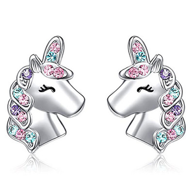 Cercei cu piatră de naștere din cristal de unicorn, accesorii populare, cercei pentru femei, cercei cu știfturi, cadou pentru copii