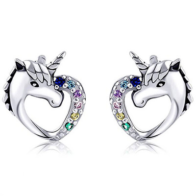 Cercei cu piatră de naștere din cristal de unicorn, accesorii populare, cercei pentru femei, cercei cu știfturi, cadou pentru copii