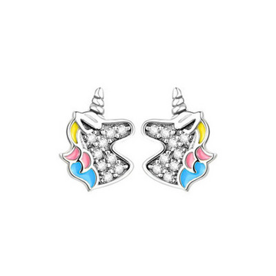 Cercei cu piatră de naștere din cristal de unicorn, accesorii populare, cercei pentru femei, cercei cu știfturi, cadou pentru copii