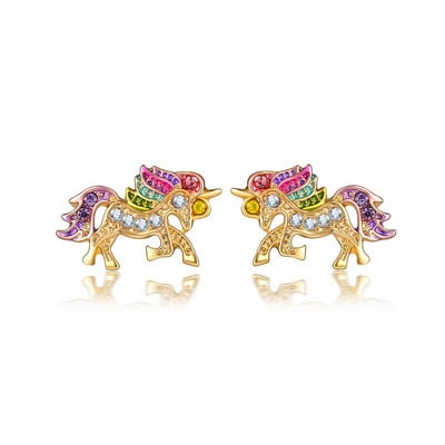 Cercei cu piatră de naștere din cristal de unicorn, accesorii populare, cercei pentru femei, cercei cu știfturi, cadou pentru copii