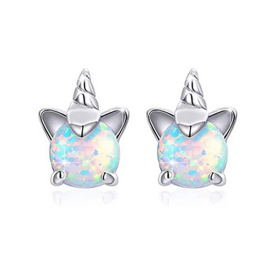 Cercei cu piatră de naștere din cristal de unicorn, accesorii populare, cercei pentru femei, cercei cu știfturi, cadou pentru copii