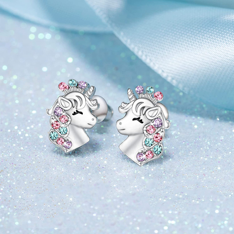 Cercei cu piatră de naștere din cristal de unicorn, accesorii populare, cercei pentru femei, cercei cu știfturi, cadou pentru copii