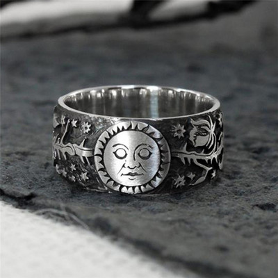 CAOSHI Design sculptat Soare și Lună Inele de epocă pentru femei Cadou unic pentru fete Accesorii punk pentru femei pentru petrecerea de dans Bijuterii Drop Ship