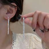 Noua tendință, cercei cu ciucuri lungi strălucitori, pentru femei, cercei cu pandantiv cu flori de cristal, eleganti, pentru petrecere, bijuterii de nuntă, cadouri