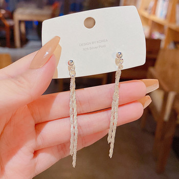 New Trend Sparkling Long Tassels Dangle Earrings for Women Κομψό κρεμαστό λουλούδι σκουλαρίκι από κρύσταλλο Δώρα γάμου με κοσμήματα