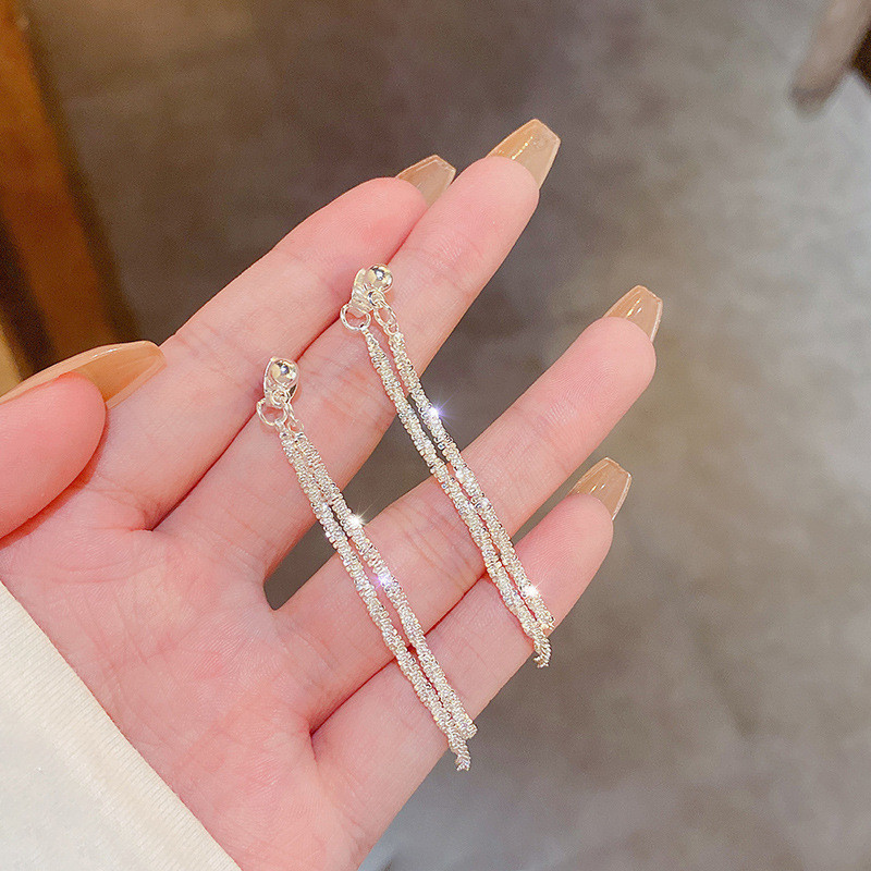 Noua tendință, cercei cu ciucuri lungi strălucitori, pentru femei, cercei cu pandantiv cu flori de cristal, eleganti, pentru petrecere, bijuterii de nuntă, cadouri