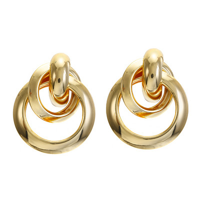 Vintage aranyozott, ezüstözött geometrikus nagy kerek kapocs fülbevalón női lányoknak, üreges fülcsipesz piercing nélkül, divatékszerek