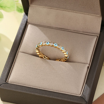 Nou Lucky Blue Turc Evil Eye Inel deschis Inele din oțel inoxidabil de culoare aurie, reglabile pentru femei, fete, bărbați, bijuterii de modă