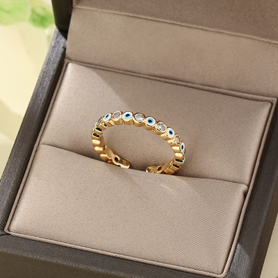 Nou Lucky Blue Turc Evil Eye Inel deschis Inele din oțel inoxidabil de culoare aurie, reglabile pentru femei, fete, bărbați, bijuterii de modă