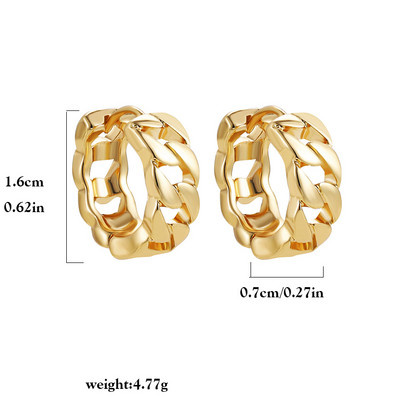 2022-es új design, geometrikus, kerek, vaskos karikás fülbevaló nőknek Kreatív csavart láncos fülcsat piercing Huggies ajándék