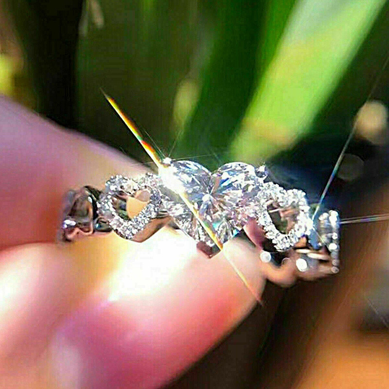 Elegáns ezüst színű, szív alakú ajánlatgyűrű, női szerelmes koreai divat, szív eljegyzési ékszerek évfordulója