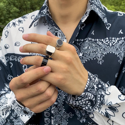 KunJoe Punk faragott gyűrűs szett férfiaknak antik ezüst színű vintage bohém gyűrűs szett Hip Hop ékszer kiegészítők csülök Anillos