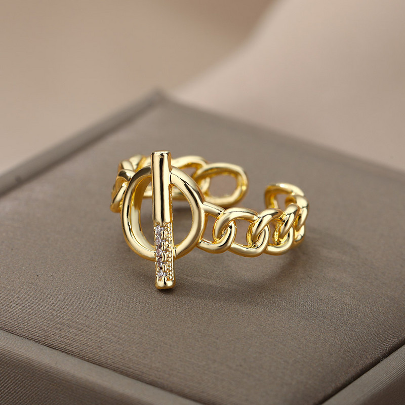 Gotické otvorené OT pracky Twist reťazové prstene pre ženy z nehrdzavejúcej ocele nastaviteľné zlaté prsteňové šperky svadobné párty darček Bague