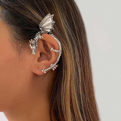 Punkové osobnostné dračie náušnice pre ženy a mužov, retro dračie nepiercingové náušnice, manžety do uší pre tínedžerov, hip hopové pouličné šperky