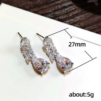 Huitan Women Drop Earring Wedding Band Κοσμήματα Leave&Water Drop Shape Earring AAA Cubic Zirconia Νέα μόδα νυφικά αξεσουάρ