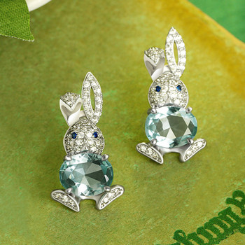 Fashion Rabbit Crystal Stud σκουλαρίκια για γυναίκες Lovely Strawberry Cat Moon Cloud Heart Leaf Pearl Drop Δώρο γαμήλιου κοσμήματος