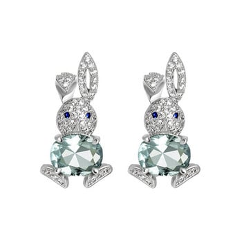 Fashion Rabbit Crystal Stud σκουλαρίκια για γυναίκες Lovely Strawberry Cat Moon Cloud Heart Leaf Pearl Drop Δώρο γαμήλιου κοσμήματος