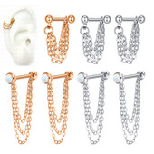 16G Helix Cartilage Tragus Barbell cu cercei cu lanț piercing Cercei cu bile din oțel inoxidabil Bărbați Femei Bijuterii cu lanț cu ciucuri