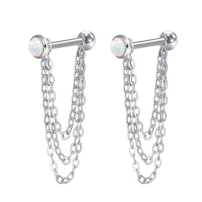 16G Helix Cartilage Tragus Barbell cu cercei cu lanț piercing Cercei cu bile din oțel inoxidabil Bărbați Femei Bijuterii cu lanț cu ciucuri