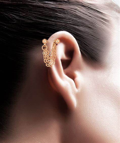 16G Helix Cartilage Tragus Barbell cu cercei cu lanț piercing Cercei cu bile din oțel inoxidabil Bărbați Femei Bijuterii cu lanț cu ciucuri