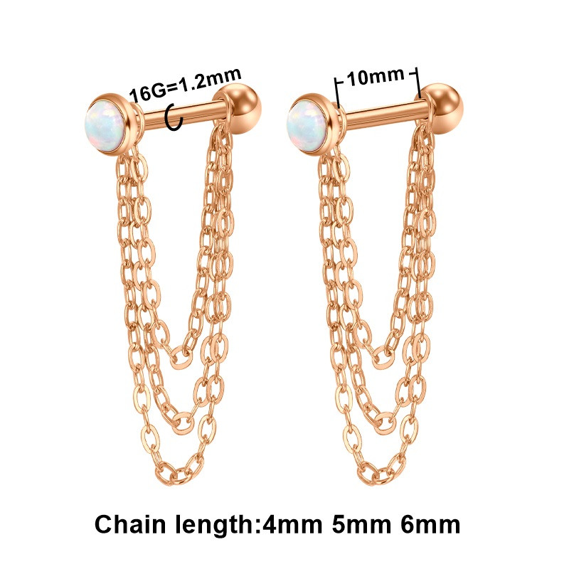 16G Helix Cartilage Tragus Barbell cu cercei cu lanț piercing Cercei cu bile din oțel inoxidabil Bărbați Femei Bijuterii cu lanț cu ciucuri