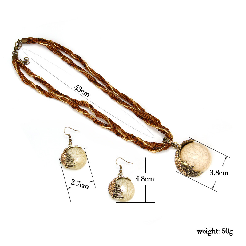 Μενταγιόν & κολιέ από φυσική πέτρα Hesiod Bohemian Σκουλαρίκια με μπλε κρύσταλλο Σετ κοσμημάτων με στρογγυλή αλυσίδα πολλαπλών στρώσεων με πλέξη κοσμημάτων