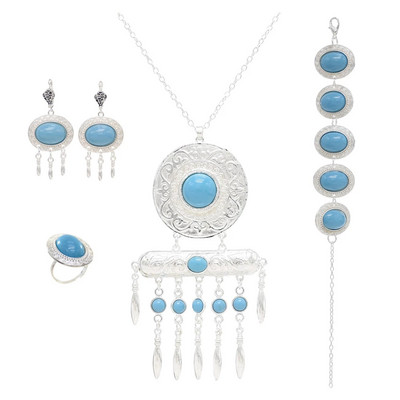 Čigonų karolių apyrankių auskarų rinkiniai moterims Boho hipių monetų kutai Raudonas mėlynas akmuo Turkijos genties papuošalų rinkinys vakarėlio dovana