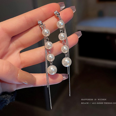 2022 m. naujos mados žalios spalvos brangakmenio ilgi perliniai auskarai su kutais moterims, senovinių papuošalų vakarėliui, vestuvėms, madingi kabantys auskarai