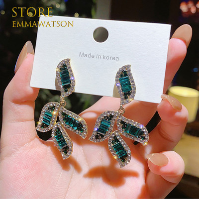 2022 m. naujos mados žalios spalvos brangakmenio ilgi perliniai auskarai su kutais moterims, senovinių papuošalų vakarėliui, vestuvėms, madingi kabantys auskarai