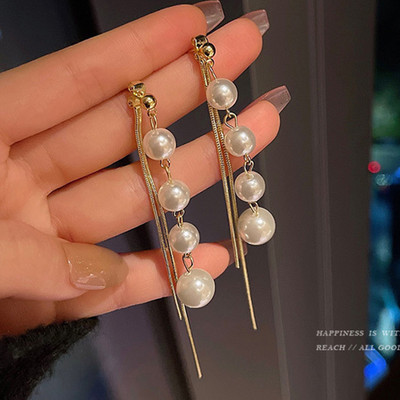 2022 m. naujos mados žalios spalvos brangakmenio ilgi perliniai auskarai su kutais moterims, senovinių papuošalų vakarėliui, vestuvėms, madingi kabantys auskarai