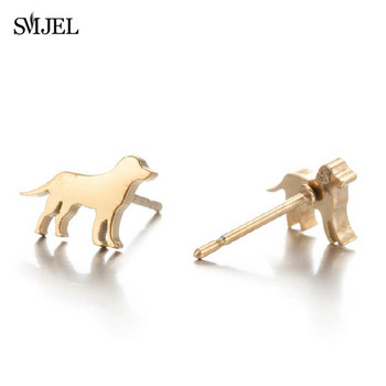 Златни корейски минималистични обеци от неръждаема стомана с животни за дамска мода 2022 г. Бижута Кучешка лапа Заек Котка Ключови обеци Подарък