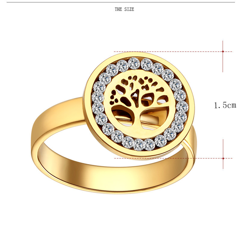 2022 NOI Inele din oțel inoxidabil 316L de înaltă calitate, la modă, de cristal, arborele norocului clasic pentru femei, nuntă, bijuterii goale, cadouri