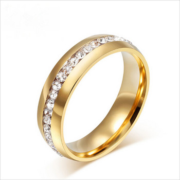 Сладък винтидж пръстен от неръждаема стомана Anel инкрустация Reinestone булчински годежен сватбен пръстен за жени Коледен подарък Модни бижута
