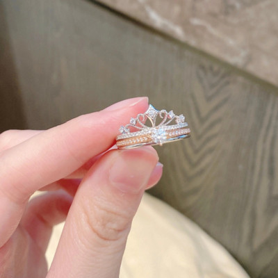 Inele de prințesă romantice pentru femei clasice 2 în 1 inele de coroană reglabile pentru cadou de Ziua Îndrăgostiților Accesorii de bijuterii de nuntă