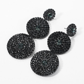 Европейски преувеличени многопластови кръгли капкови обеци Дамски блестящи кристали Геометрични висящи обеци Парти бижута Подаръци