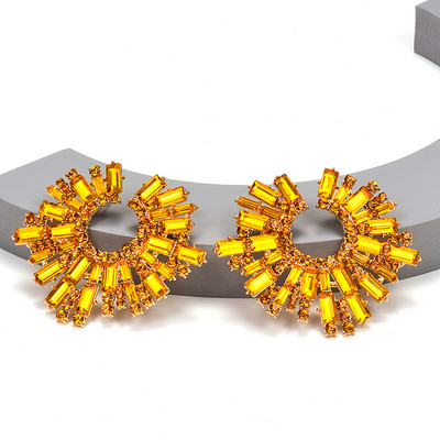 Új design szabálytalan fém színes kristály fülbevalók kiváló minőségű divatos strassz ékszer kiegészítők nőknek