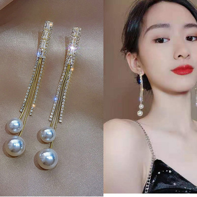 Exknl cercei lungi cu picătură cu ciucuri pentru femei Bijoux, la modă, de cristal, pentru femei, bijuterii de nuntă, cadou Brincos 2021
