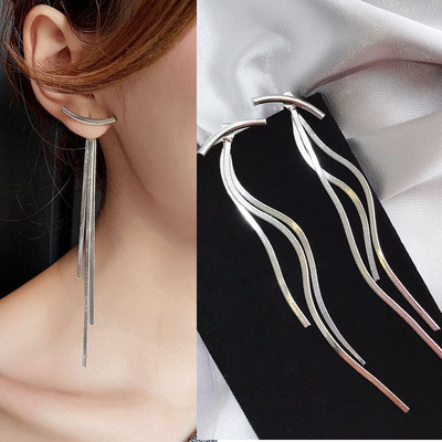 Exknl cercei lungi cu picătură cu ciucuri pentru femei Bijoux, la modă, de cristal, pentru femei, bijuterii de nuntă, cadou Brincos 2021