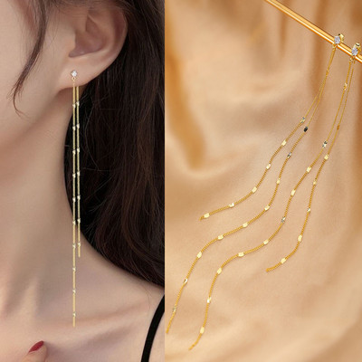 Exknl cercei lungi cu picătură cu ciucuri pentru femei Bijoux, la modă, de cristal, pentru femei, bijuterii de nuntă, cadou Brincos 2021