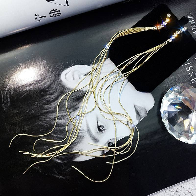 Exknl cercei lungi cu picătură cu ciucuri pentru femei Bijoux, la modă, de cristal, pentru femei, bijuterii de nuntă, cadou Brincos 2021