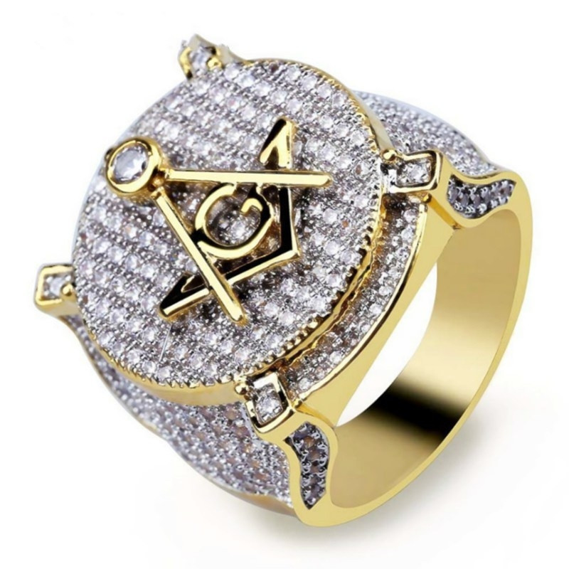 Inel masonic pentru bărbați de epocă. Ochiul puterii din aliaj de zinc. Accesorii pentru inele de culoare aurie și argintie