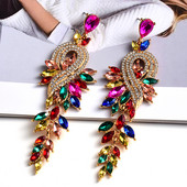Nou stil, lung, clasic, colorat, cercei cu picătură de cristal, pandantiv vintage de înaltă calitate, accesorii de bijuterii din metal pentru femei