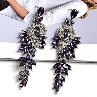Nou stil, lung, clasic, colorat, cercei cu picătură de cristal, pandantiv vintage de înaltă calitate, accesorii de bijuterii din metal pentru femei