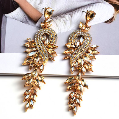 Nou stil, lung, clasic, colorat, cercei cu picătură de cristal, pandantiv vintage de înaltă calitate, accesorii de bijuterii din metal pentru femei