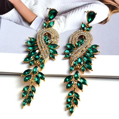 Nou stil, lung, clasic, colorat, cercei cu picătură de cristal, pandantiv vintage de înaltă calitate, accesorii de bijuterii din metal pentru femei