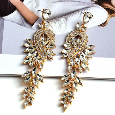 Nou stil, lung, clasic, colorat, cercei cu picătură de cristal, pandantiv vintage de înaltă calitate, accesorii de bijuterii din metal pentru femei