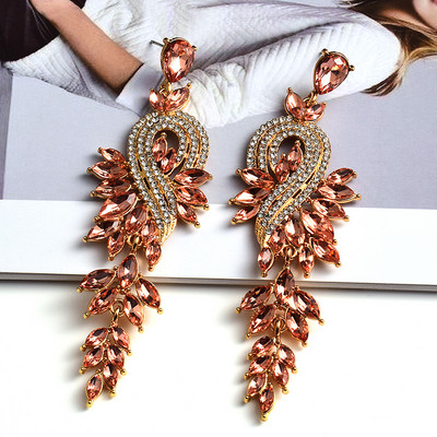 Nou stil, lung, clasic, colorat, cercei cu picătură de cristal, pandantiv vintage de înaltă calitate, accesorii de bijuterii din metal pentru femei